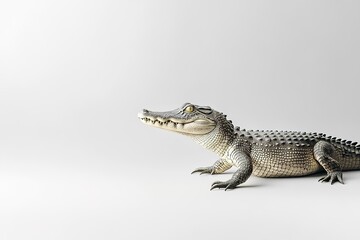 Fototapeta premium 3D rendered alligator on white background with copy space