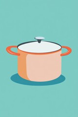 Obraz premium Stylized Cooking Pot on Vibrant Background