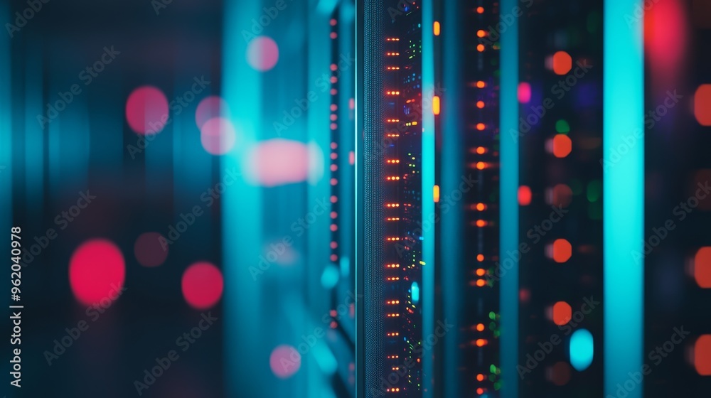 Aufkleber Laptop with code on the screen in a dark room with a brightly lit city skyline at night, symbolizing coding and programming in a modern workspace.