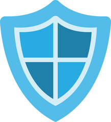 Blue shield with a lighter blue cross, symbolizing security or protection.
