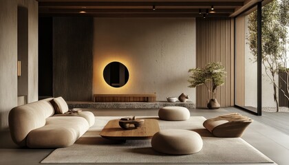 Serene Japandi Interior: Modern Elegance Blended with Natural Warmth for Cozy Living Space