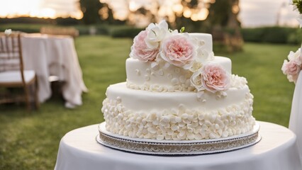 wedding cake with flowers