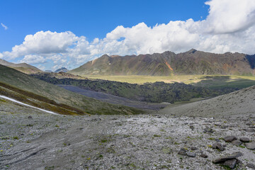 Amazing scenery of the view on Caucasian ridge in the Elbrus region.