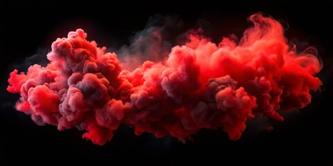 Obraz premium Crimson Smoke Cloud - Abstract Digital Painting, Red Smoke, Dark Background, abstract art, smoke effect, digital illustration, background