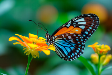 Fototapeta premium beautiful butterfly sitting on an orange flower