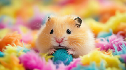A hamster navigating a small obstacle course with tunnels and ramps, looking determined