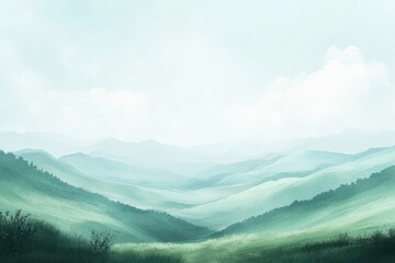 Serene Green Hills Under a Pale Sky
