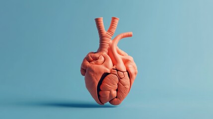 A realistic 3D rendering of a heart on a vibrant blue background, symbolizing health and vitality.
