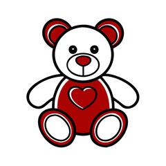 Naklejka premium Cute stuffed teddy bear with a red heart, symbolizing love and affection