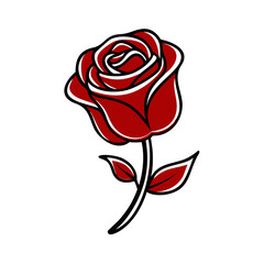 Red rose illustration on white background for decorative purpose 