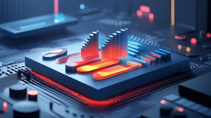 Futuristic sound card design showcasing vibrant color patterns and intricate shapes on a high-tech circuit board.