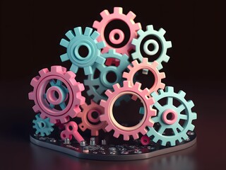 Innovation and Technology with Gears and Circuit Board