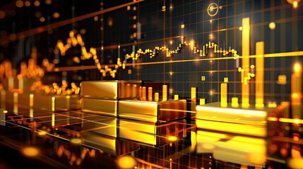 A gold bar is shown in a graph with a downward trend