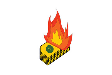 burning fire cash economic illustration vector design