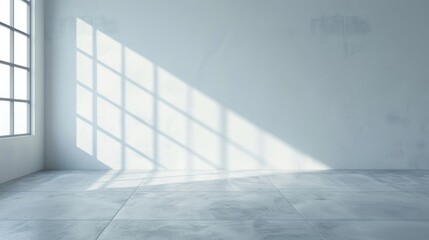 A large, empty room with a window that lets in sunlight