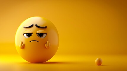 Fototapeta premium 3D yellow emoji showing exhaustion, droopy eyes, yellow gradient background