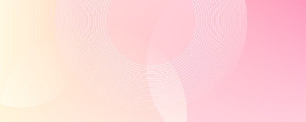 Minimalist banner background, pastel colorful, pink and yellow gradations. Circle effect style geometric, abstract background.