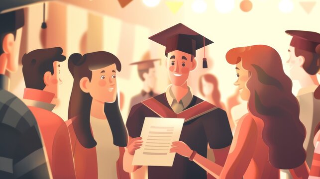 Joyful Adult Education Graduation Ceremony with Proud Family and Friends in Attendance