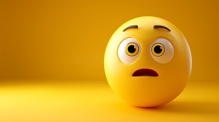 3D yellow emoji with curious expression, raised eyebrow, yellow gradient background