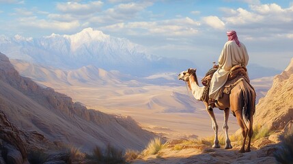 Camel Rider in the Desert Landscape
