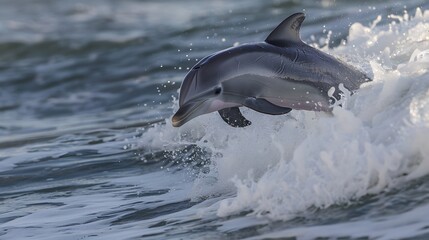 Fototapeta premium Dolphin Leaping Through Wave