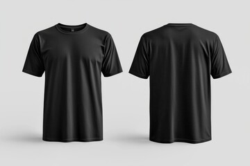 Fototapeta premium Black Tshirt Mockup Front and Back Isolated created with Generative AI