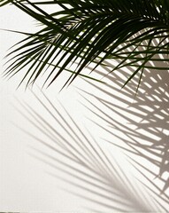Obraz premium biege background with palm leaf shade 