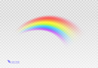 Graphic rainbow with transparent background Shape arch realistic isolated on white transparent background. Colorful light and bright design element Vector illustration