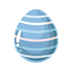 egg blue striped for easter, art hand drawn illustration