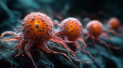 Obraz premium Microscopic View of Cancer Cells