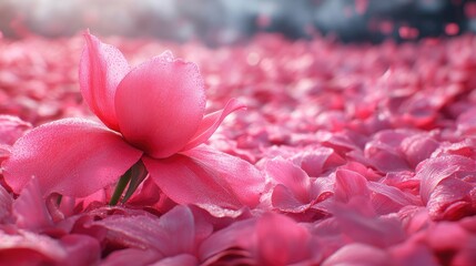 Obraz premium Pink Flower Blooming in a Field of Petals