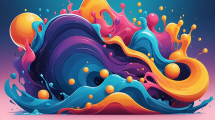 Obraz premium Liquid marble textured backgrounds. Wavy psychedelic backdrops. Abstract painting for web design or print. Good for cards, covers, and business presentations. Vector illustration 