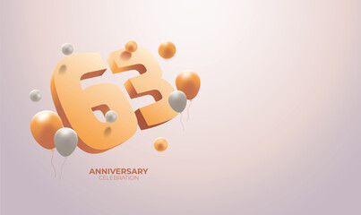 Chic 63rd Birthday Anniversary Vector Banner with Customizable Copy Space - Elegant Celebration Design