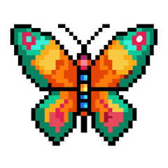 Obraz premium Colorful Pixel Art Butterfly Illustration in Retro 8 Bit Style