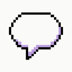 Pixelated Speech Bubble Icon on White Background Conveying Digital Communication and Online Messaging