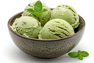 Japanese green tea ice cream in a bowl