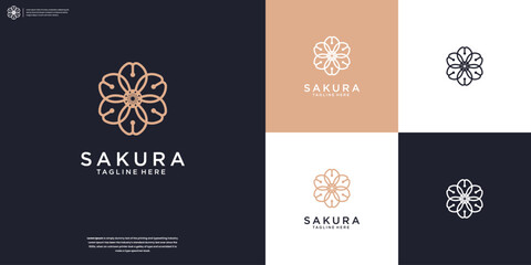 Golden cherry blossom logo design inspiration.