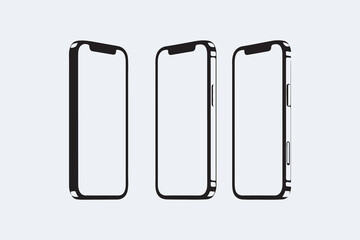 Set of modern smartphone mockup vector illustrations on a white background, easily editable
