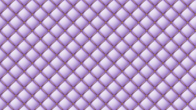 Upholstery quilted background animation. Purple leather texture sofa backdrop. 4K seamless loop animation