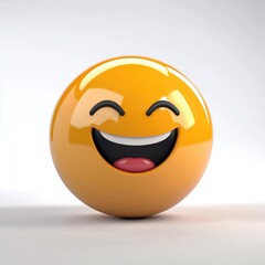 Fototapeta premium A playful and cheerful emoji with a big grin and bright colors, nestled on a smooth surface, radiating joy and positivity, perfect for expressing happiness