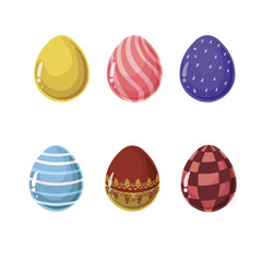 Set collection of eggs for Easter, art hand drawn illustration