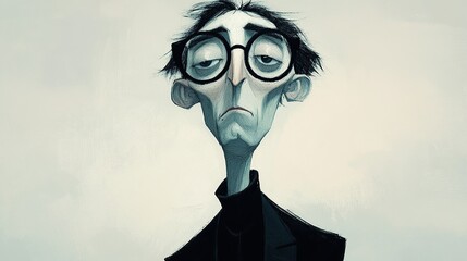  Caricature Poster with Exaggerated Features and Large Glasses