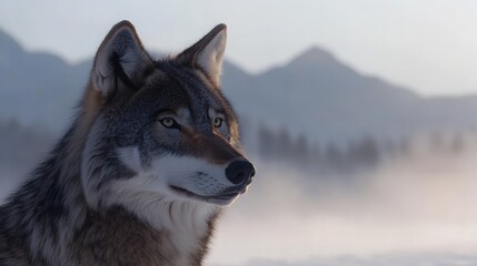 Naklejka premium A Majestic Wolf Portrait