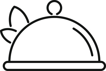 Simple and minimal line icon of a cloche used to keep food warm, perfect for representing restaurants and fine dining