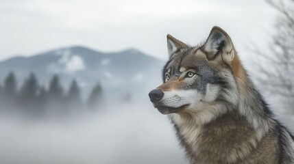 Fototapeta premium Wolf in the Misty Mountains