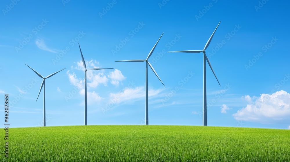 Wall mural a photostock image of renewable wind energy being generated in an eco-friendly countryside setting