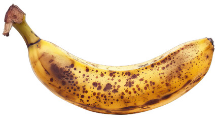 Ripe Banana With Brown Spots Resting on a Clean Surface