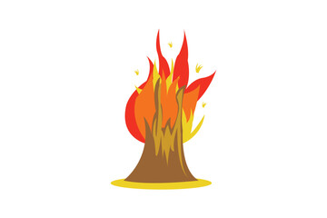 burning tree a white background illustration vector design