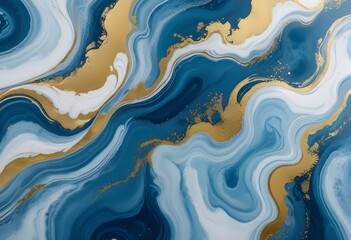 Luxurious ocean inspired art with blue and gold accents.