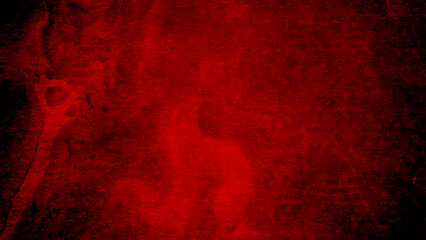 Abstract red grunge  background texture black concrete wall, grunge halloween background with blood splash space on wall,